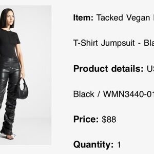 Maniere De Voir Black Vegan Leather Jumpsuit